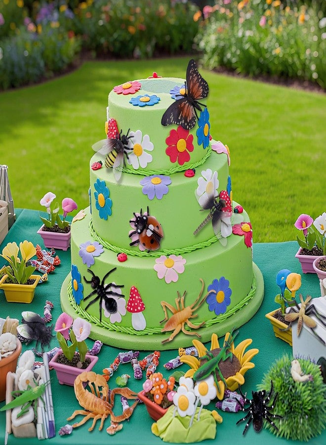 Morofme 12pcs Realistic Insect Toy Figures Fake Large Bug Lady Bug Dragonfly Butterfly Cake Topper Vivid Spider Mosquito Toys Praying Mantis Toy for Kids Birthday Party Favors Educational Projects - Image 4